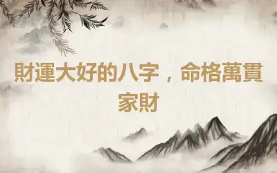 財運大好的八字，命格萬貫家財