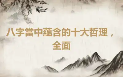 八字當中蘊含的十大哲理，全面
