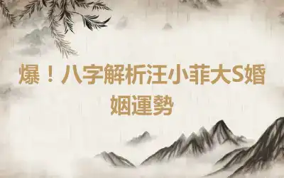 爆！八字解析汪小菲大S婚姻運勢