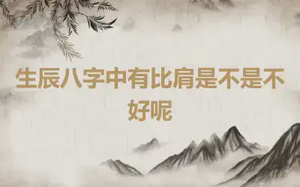 生辰八字中有比肩是不是不好呢
