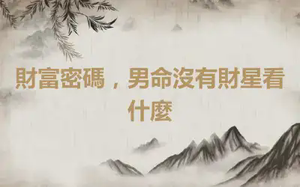 財富密碼，男命沒有財星看什麼
