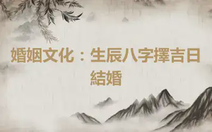 婚姻文化：生辰八字擇吉日結婚