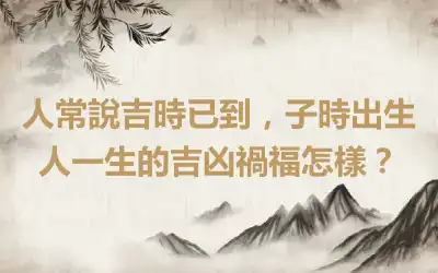 人常說吉時已到，子時出生人一生的吉凶禍福怎樣？