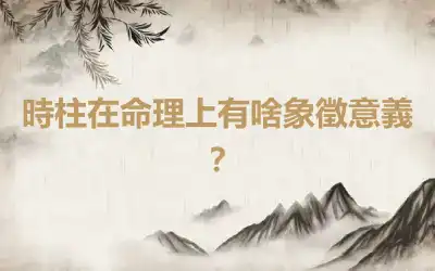 時柱在命理上有啥象徵意義？