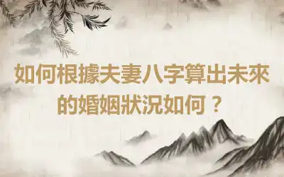 如何根據夫妻八字算出未來的婚姻狀況如何？