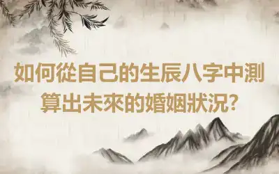 如何從自己的生辰八字中測算出未來的婚姻狀況?