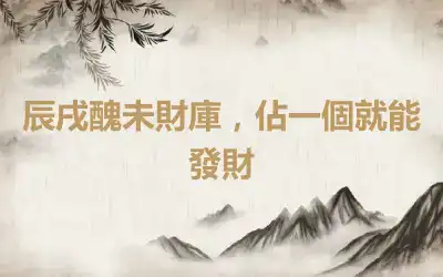 辰戌醜未財庫，佔一個就能發財