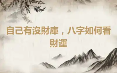 自己有沒財庫，八字如何看財運