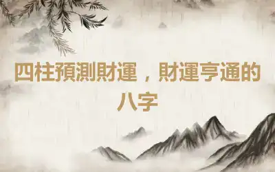 四柱預測財運，財運亨通的八字