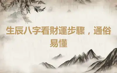 生辰八字看財運步驟，通俗易懂