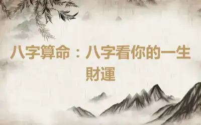 八字算命：八字看你的一生財運