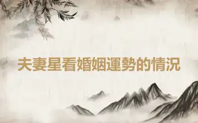 夫妻星看婚姻運勢的情況