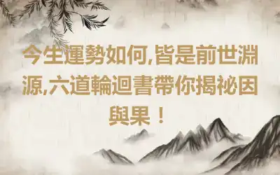 今生運勢如何,皆是前世淵源,六道輪迴書帶你揭祕因與果！
