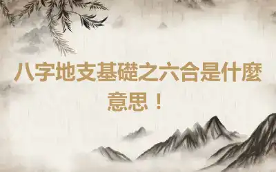 八字地支基礎之六合是什麼意思！