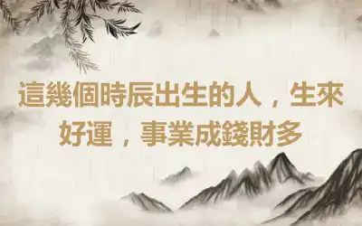 這幾個時辰出生的人，生來好運，事業成錢財多