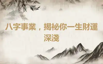 八字事業，揭祕你一生財運深淺