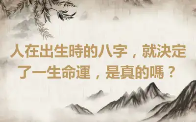 人在出生時的八字，就決定了一生命運，是真的嗎？