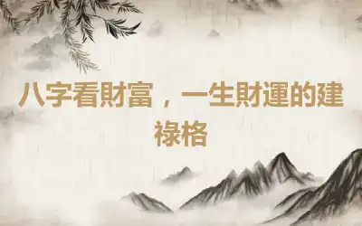 八字看財富，一生財運的建祿格