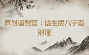 算財運財富：據生辰八字看財運