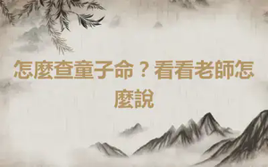 怎麼查童子命？看看老師怎麼說
