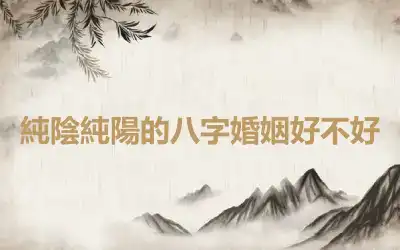 純陰純陽的八字婚姻好不好