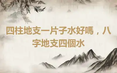 四柱地支一片子水好嗎，八字地支四個水