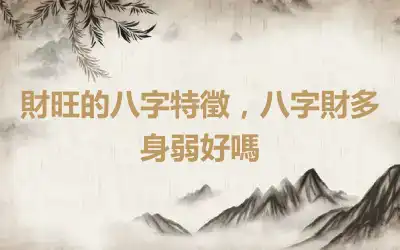 財旺的八字特徵，八字財多身弱好嗎