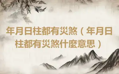 年月日柱都有災煞（年月日柱都有災煞什麼意思）