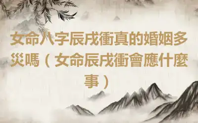 女命八字辰戌衝真的婚姻多災嗎（女命辰戌衝會應什麼事）