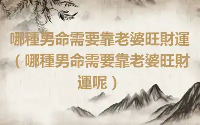 哪種男命需要靠老婆旺財運（哪種男命需要靠老婆旺財運呢）