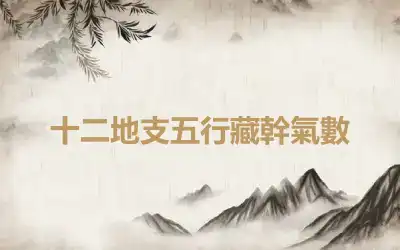 十二地支五行藏幹氣數
