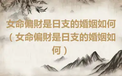 女命偏財是日支的婚姻如何（女命偏財是日支的婚姻如何）
