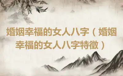 婚姻幸福的女人八字（婚姻幸福的女人八字特徵）