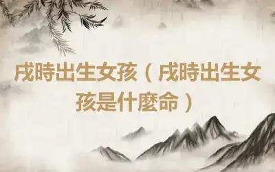 戌時出生女孩（戌時出生女孩是什麼命）